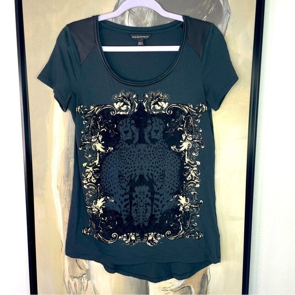 Rock & Republic Flocked Velvet Cheetah Tshirt - Picture 1 of 5